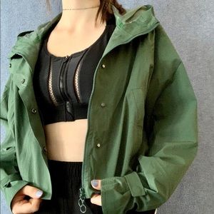 Fabletics Green Cropped Rainjacket